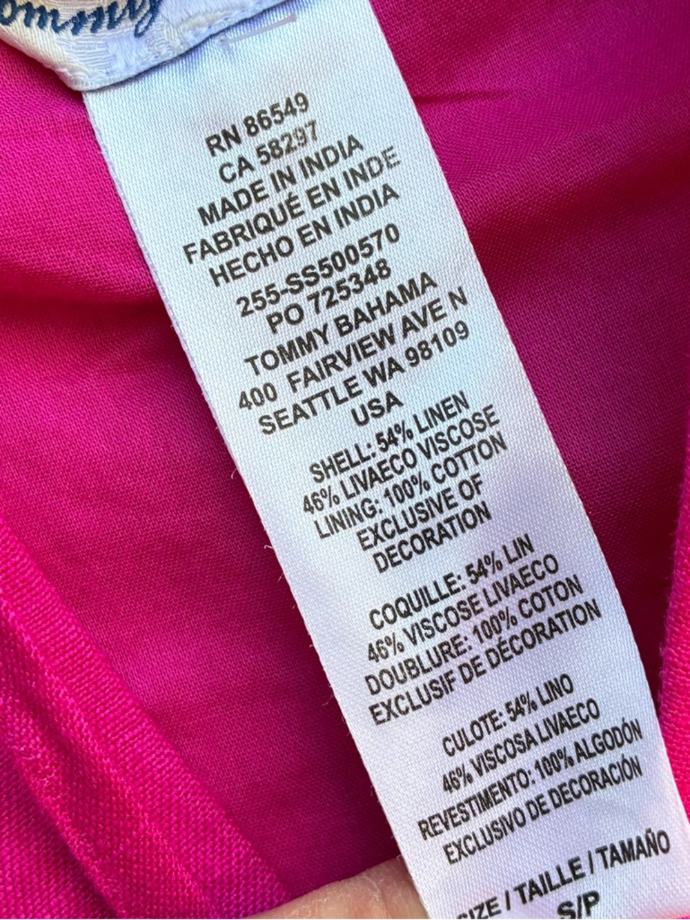 Tommy Bahama EUC St Lucia Pink Linen Blend Dress Sz Small - Picture 4 of 5